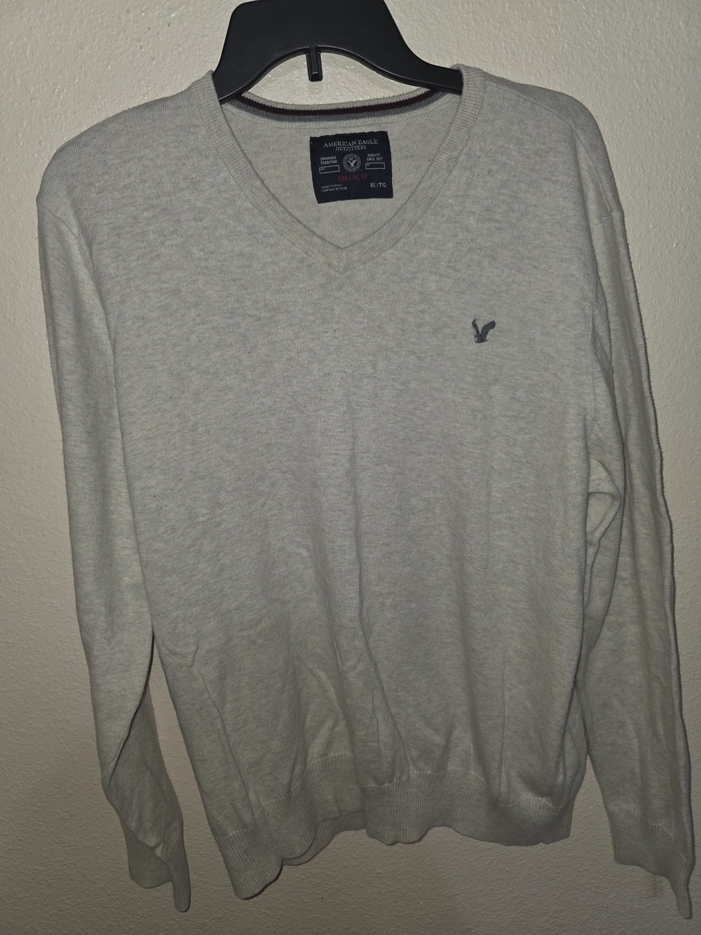 American Eagle Outfitters Men’s Light Gray V-Neck Sweater
